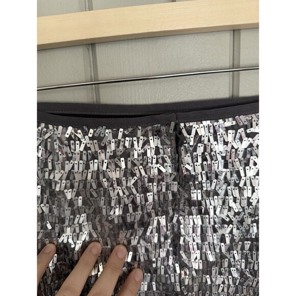 Chico's Sequin Stephanie Skirt 3 XL Silver Pencil Lined Holiday - Picture 4 of 5